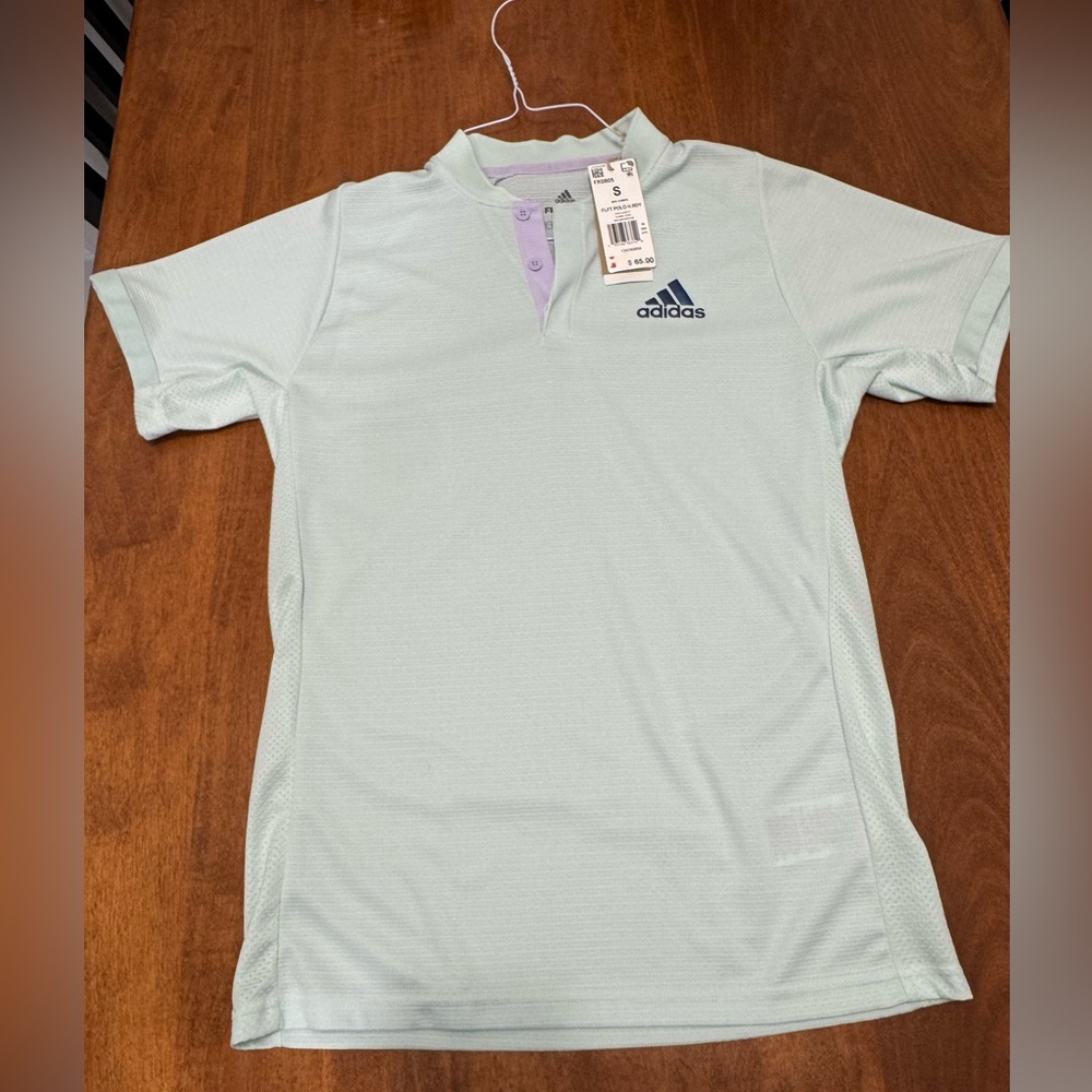 Adidas Collarless Golf Blade Polo Mint Green Mens Small - NWT